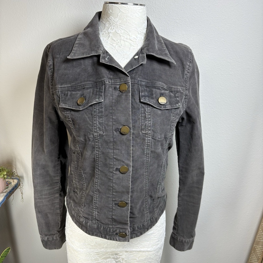 Gap 1969 Womens S Flint Gray Corduroy Long Sleeve Button Up Jacket